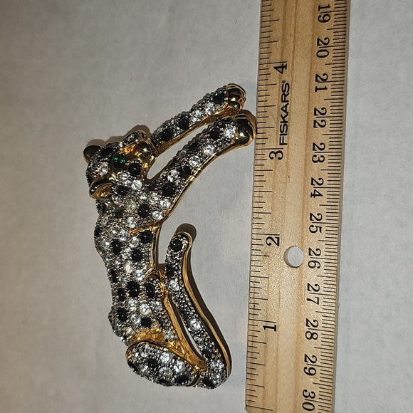 Elegant Gold and Silver Panther with Rhinestones. Broken Brooch - Picture 4 of 5